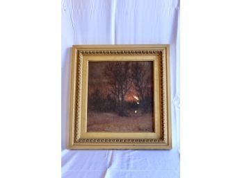 SIGNED L. PINE Oil On Canvas Small Framed Art - RARE DETAIL! Item#20 RM2
