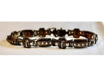 VINTAGE Sterling Silver Bracelet With Diamond Accents!! Item#115 LVCL