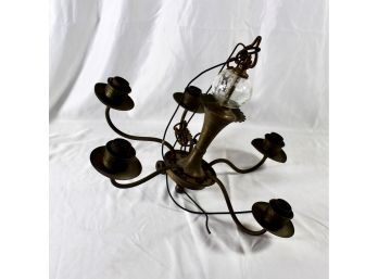 VINTAGE ANTIQUE BRASS CHANDELIER - LIGHT!! Item#102 LVRM