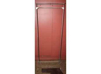 VINTAGE INDUSTRIAL STYLE CLOTHING RACK W/ TOP SHELF & HOOKS - BREAKS DOWN FOR EASY STORAGE!! Item#73 BSMT