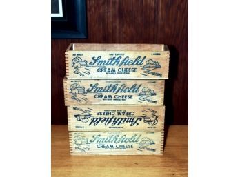 VINTAGE SMITHFIELD CREAM CHEESE BOX CRATES - LOT OF 4!! Item#67 BSMT