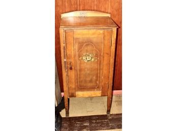 ANTIQUE WOODEN CABINET - HAND PAINTED FLOWER DETAIL!! Item#57 BSMT