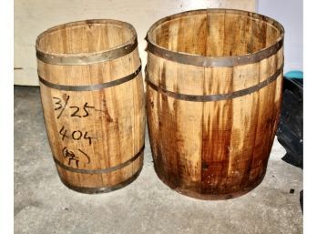 VINTAGE WOODEN BARRELS - LOT OF 2!! Item#48 BSMT