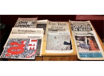 MIXED LOT OF RETRO NEWSPAPERS - NY POST - NY TIMES - NEWSDAY - THE TRIB AND MORE!! Item#33 BSMT