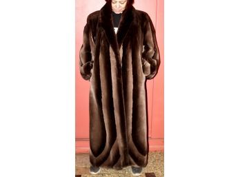 VINTAGE DYED SHEARED BEAVER FUR COAT - M/L SIZE - PHANTOM COLOR - ORIG $9499 - GREAT CONDITION!! Item#60 BSMT
