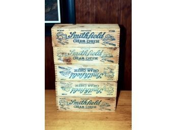 VINTAGE SMITHFIELD CREAM CHEESE BOX CRATES - LOT OF 5!! Item#68 BSMT
