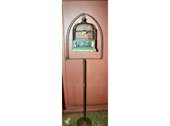 HENDRYX ANTIQUE BIRD CAGE W/ STAND - BRASS & METAL!! Item#41 BSMT