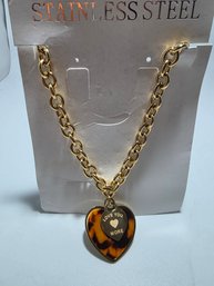 'Love You More' Necklace Chain & Brown Leopard Print