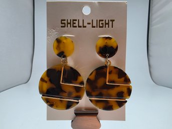 Tortoise Shell Pattern With Gold-tone Earrings