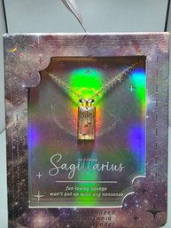 14k Gold Dipped Pierced Glass Zodiac Sagittarius Pendant