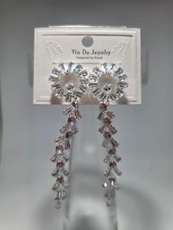 Sparkling Baguette-cut Cubic Zirconia Crystal Earrings