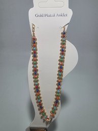 Multi-strand Colorful Beaded Gold Plated Anklet