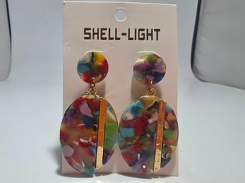 Multicolored Resin Oval Earrings