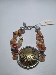 Gold & Silver Tone With Multicolored Beads Bracelet