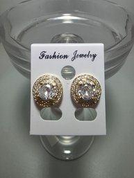 Gold-plated Round Halo Earrings