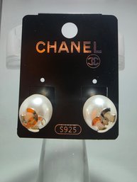 Chanel Stud Pearl Earrings