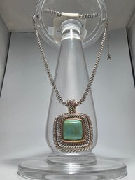 Square Turquoise Pendant Necklace