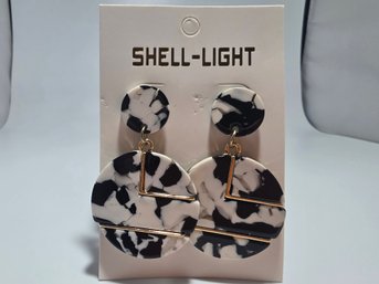 Marbled Black And White Dangle Earrings
