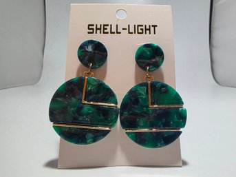 Green Marbled Acrylic Discs Earrings
