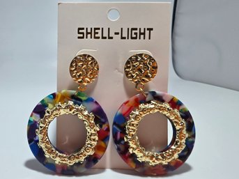 Colorful Marbled Acrylic Hoop Earrings