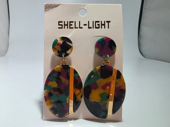 Multicolored Camo Acrylic Dangle Earrings