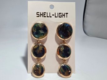 Iridescent Blue-green Resin Stone Dangle Earrings