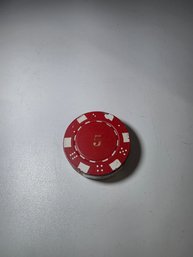 A Red And White 5-value Poker Chip Lighter