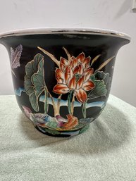 Rare Chinese Porcelain Fish Bowl Famille Noir Planter