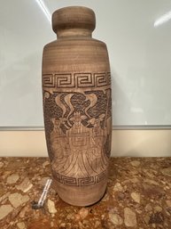 Large, Carved Ceramic Asian Style Vase