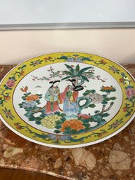 Hand Painted Chinese Porcelain Plate, Likely In The Famille Rose Style