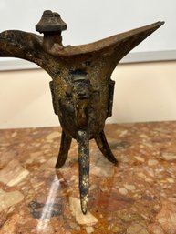 Antique Chinese Jia Bronze Ritual Vessel Three-legged China 19-20th Century