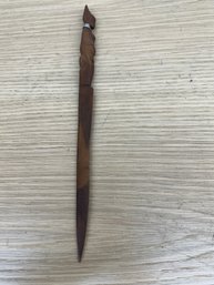 Vintage Letter Opener Black African Carved Wood With Carved Head Handle