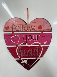 Glittery Valentine's Day Jointed Heart Shaped Wooden Hanging Decor Sign