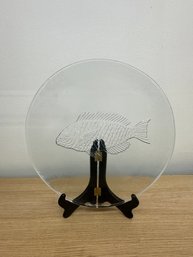 12.5' Clear Crystal Glass Embossed Fish Plate