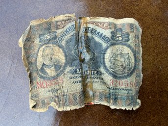 Vintage 5 Drachmai Banknote