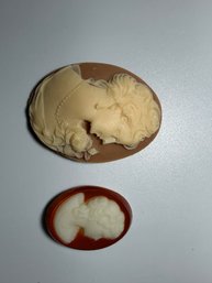 A Cream-colored Profile Of A Victorian Lady Oval Faux-cameo Cabochons