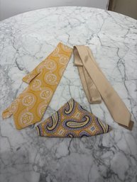 Three Ties And Handkerchief Set