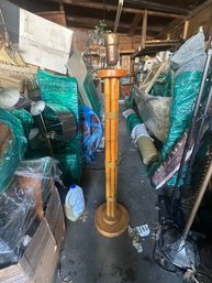 Restored 4-Strand Art Deco Rattan Floor Lamp W/ Stepped Base