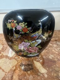 VTG Japanese Vase Black Porcelain