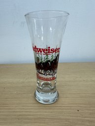 1991 Budweiser Clydesdale Christmas Holiday Pilsner Beer Glass 7'