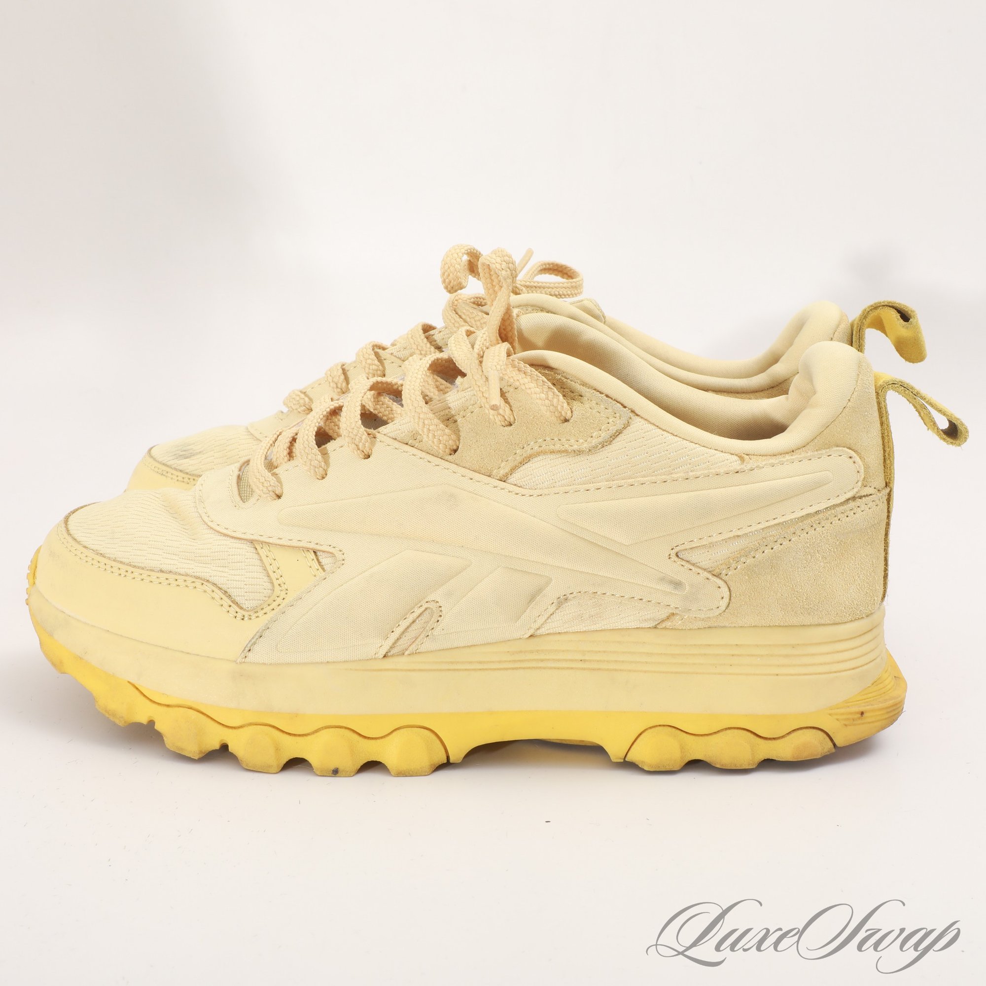 Yellow Reebok Pyffer #19 CHUNKY MONKEYS AND READY FOR SPRING! REEBOK LEMON YELLOW SUEDE ...
