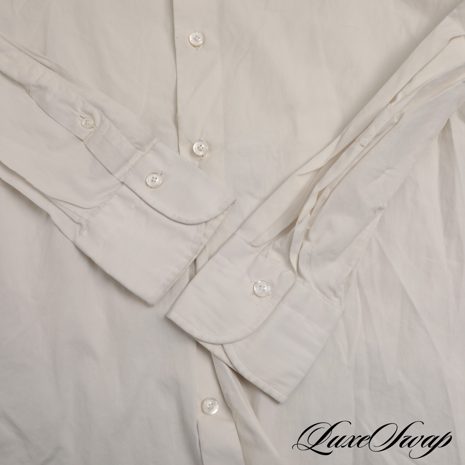 $400 FINAMORE NAPOLI MADE IN ITALY SOLID WHITE POPLIN BUTTON DOWN SHIRT ...