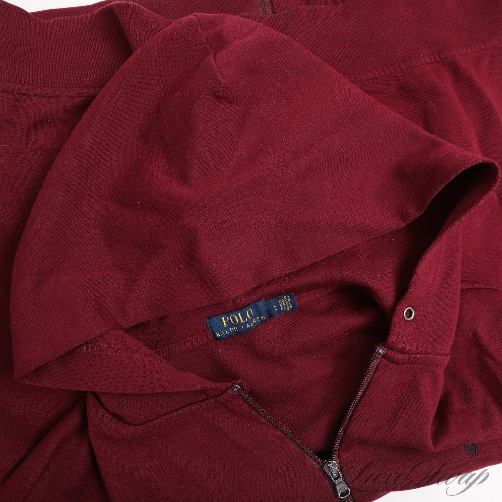Recan Ralf SUPER GOOD AND RECENT MENS POLO RALPH LAUREN SOLID MAROON WINE FULL ZIP ...