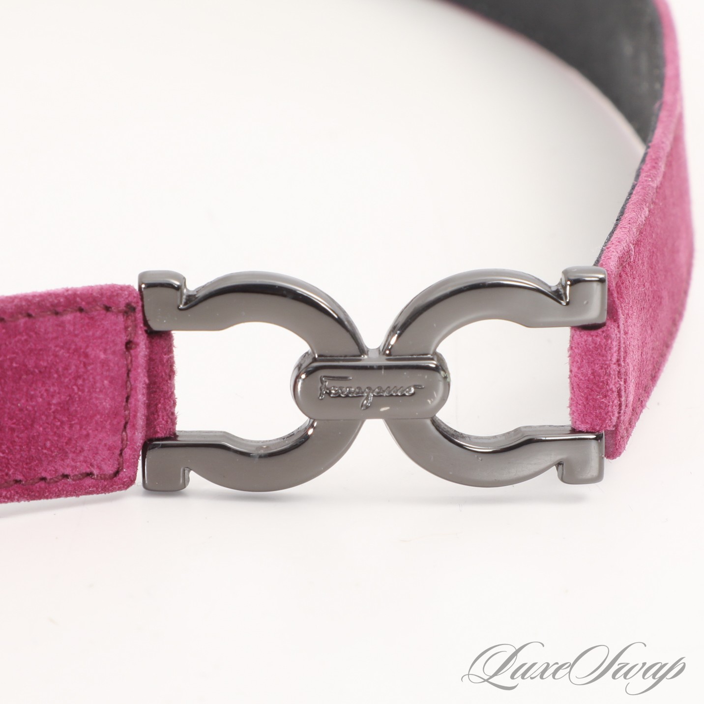 #7 MINT CONDITION SALVATORE FERRAGAMO MAGENTA WINE SUEDE GUNMETAL ...