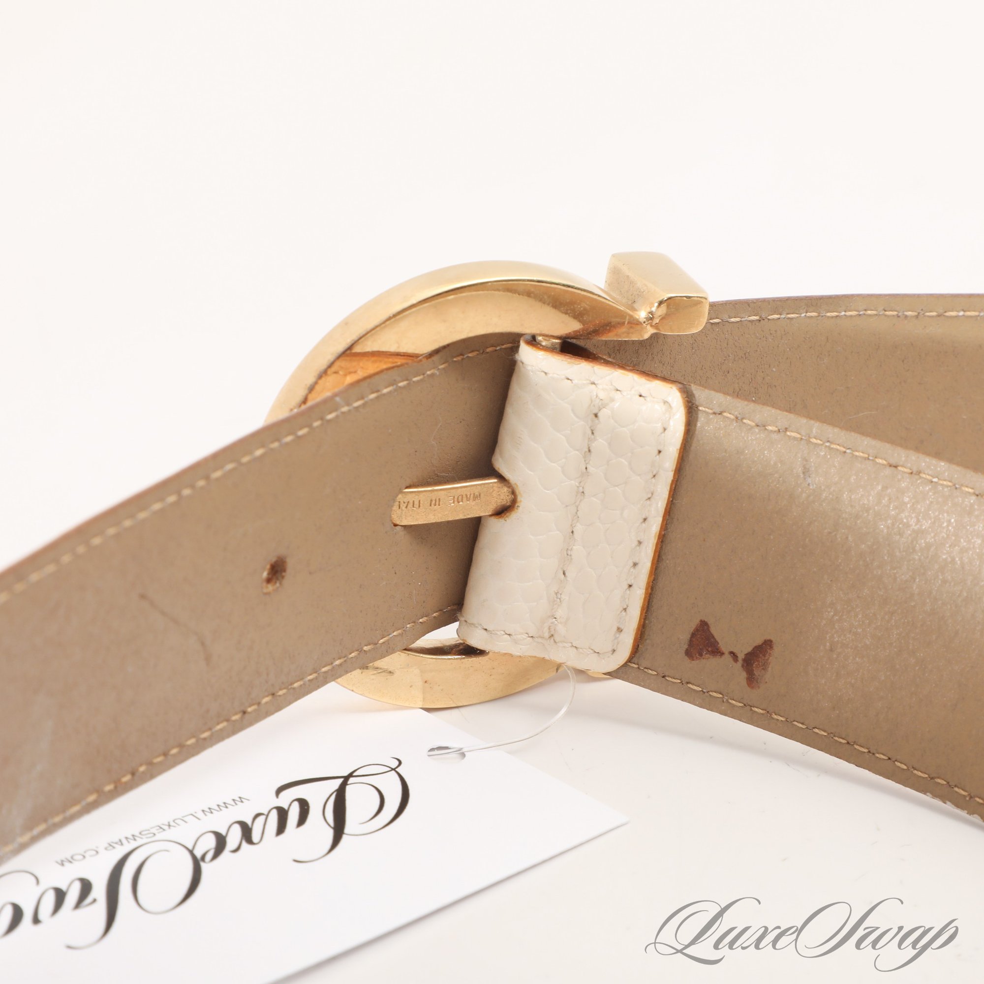 #11 GREAT CONDITION SALVATORE FERRAGAMO MADE IN ITALY CREAM LIZARD ...