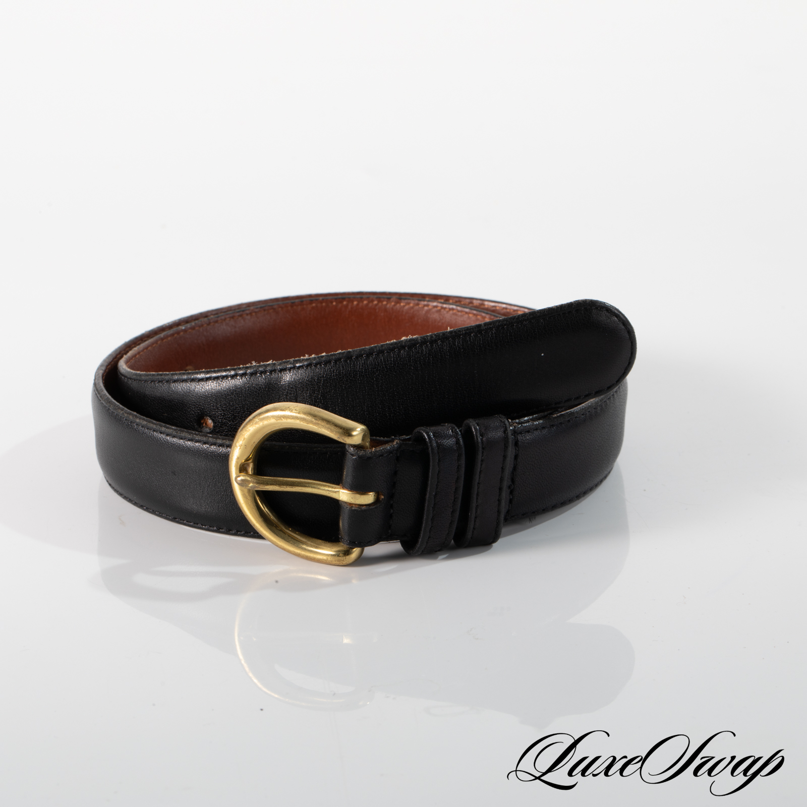 VINTAGE COACH BROWN GLOVE LEATHER BELT COACH Vintage Wide Dark Red Glove Tanned Leather Belt Round  main image 4