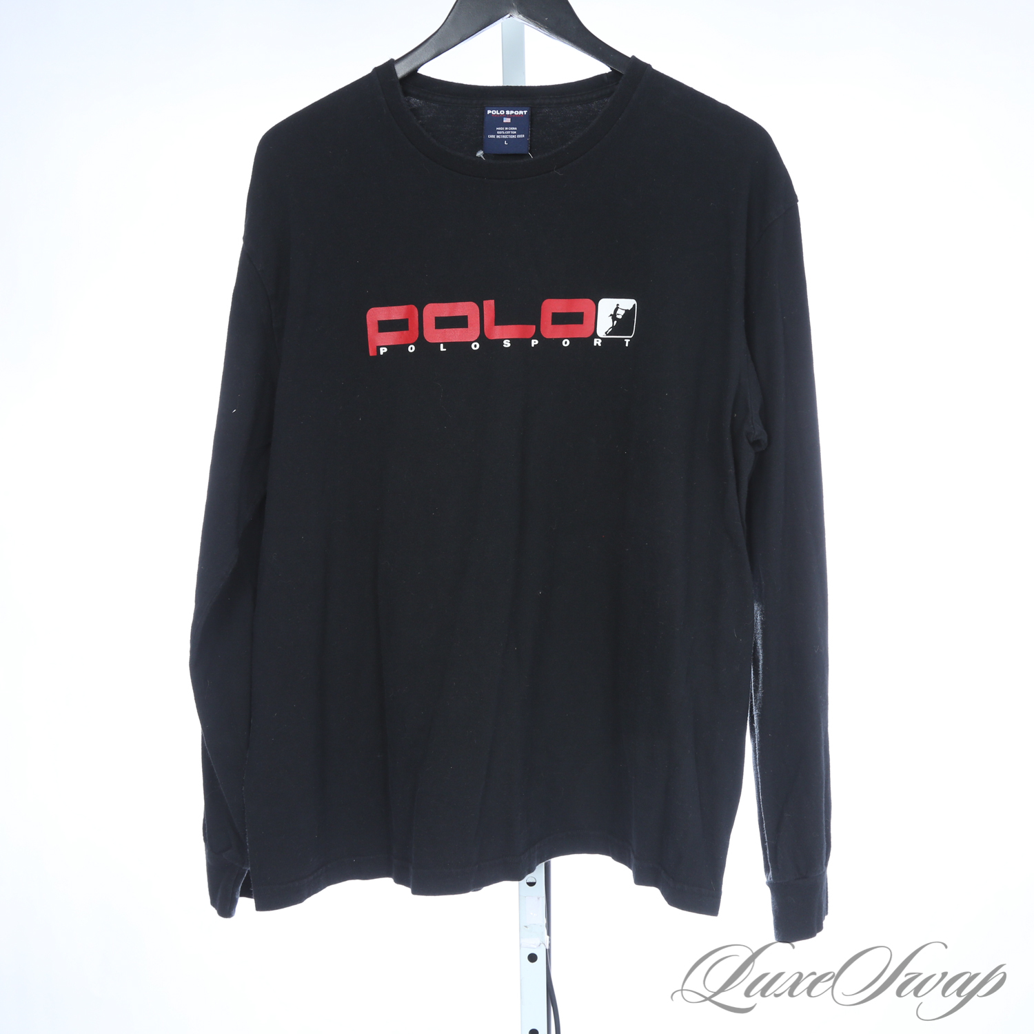 ORIGINAL VINTAGE Y2K 2000S MENS POLO SPORT RALPH LAUREN BLACK SKI