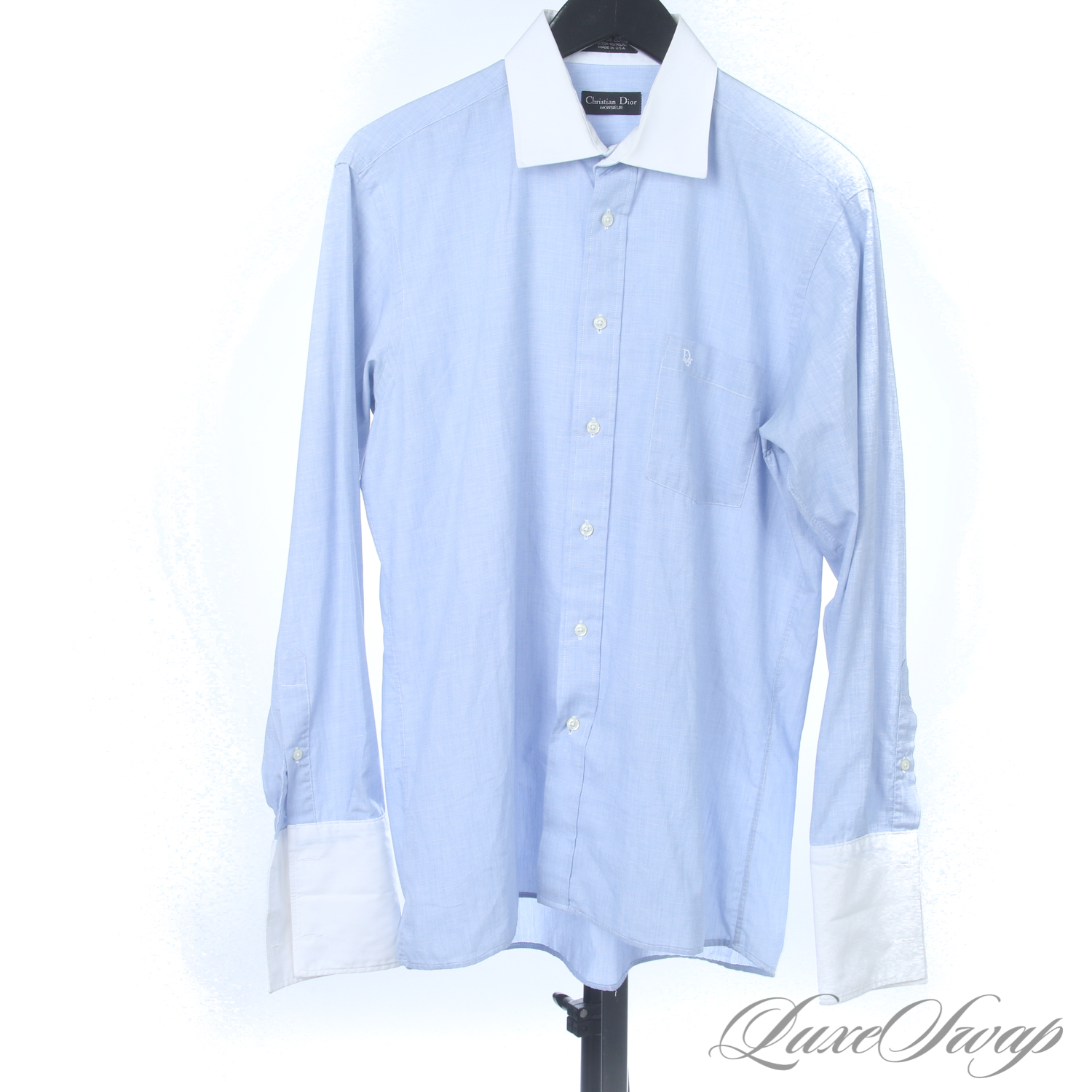 THE ONE EVERYONE WANTS : MENS CHRISTIAN DIOR BLUE WHITE CONTRAST COLLAR DRESS SHIRT 15.5 #9670 | Auctionninja.com THE ONE EVERYONE WANTS : MENS CHRISTIAN DIOR BLUE WHITE CONTRAST COLLAR DRESS SHIRT 15.5 #9670 | Auctionninja.com