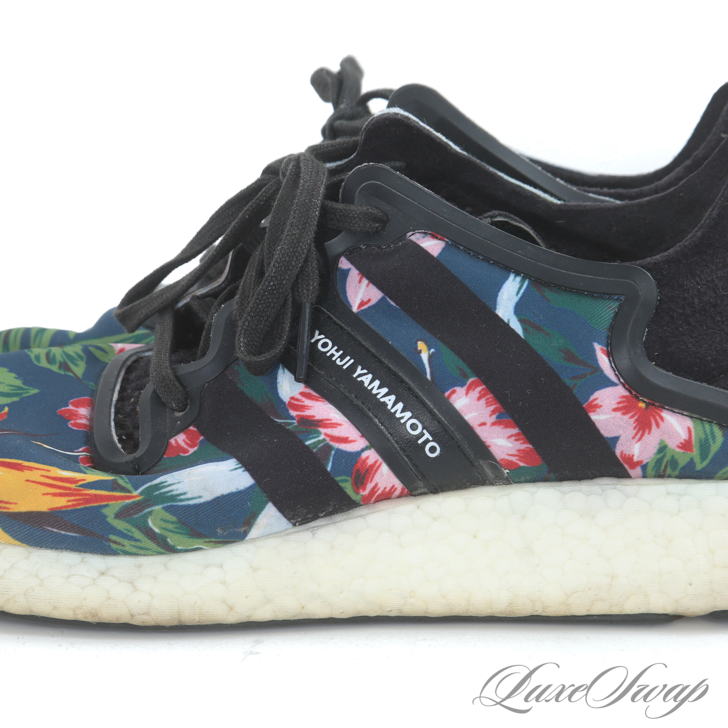 RARE MENS ADIDAS X YOHJI YAMAMOTO Y3 BLACK NEOPRENE ALLOVER FLORAL