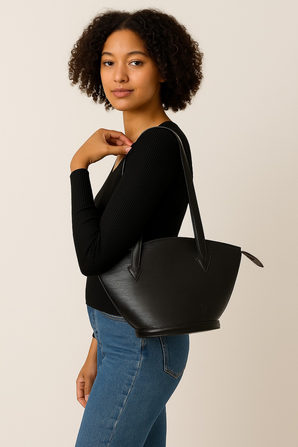 Louis Vuitton Black Epi Leather Saint Jacques PM Tote Bag #1074